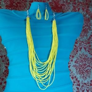Yellow Sea Bead Necklace